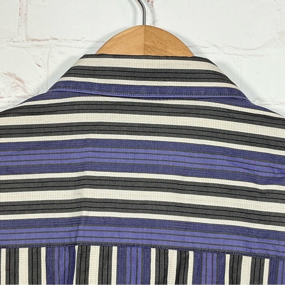 Robert Graham Shirt Mens XL Purple Stripe Button Up Classic Fit Flip Cuff - Picture 14 of 15